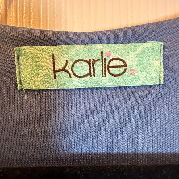 KARLIE Slate Blue Ruffle Sleeve Mini Dress Lined USADress Vintage Sheath - Picture 3 of 6